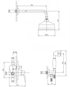 OMNIRES - ART DECO podomietkový sprchový systém, zlatá lesk SYSAD27GL