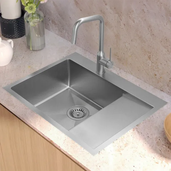 Quadron Quadron - Oceľový drez RUSSEL 116 BRUSH NICKEL Ľavá komora HB7911BS