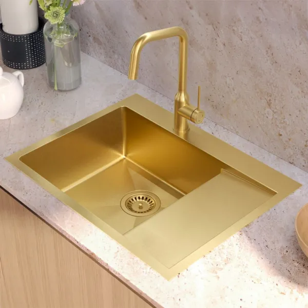 Quadron Quadron - Oceľový drez RUSSEL 116 Gold HB7911PVDBSG1