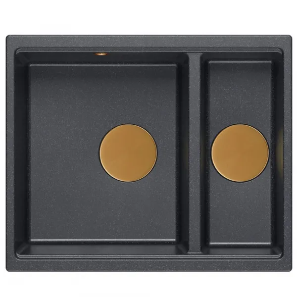 Quadron Quadron - Granitový drez Logan 150 Black Metallic Meď HCQL5646U8-C1_U