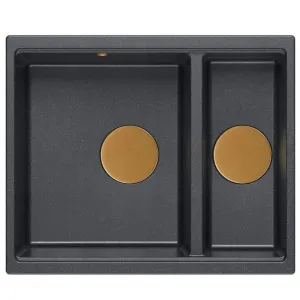 Quadron Quadron - Granitový drez Logan 150 Black Metallic Meď HCQL5646U8-C1_U
