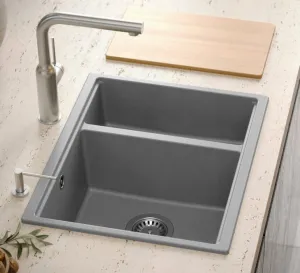 Quadron Quadron - Granitový drez Logan 150 Grey Metallic Oceľ HCQL5646U5-BS_U