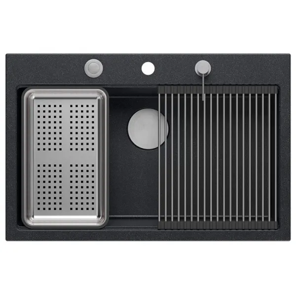 Quadron Quadron - Granitový drez MARC 110 WORKSTATION Black Metallic Oceľ HQM7650U8_BS