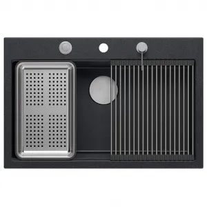 Quadron Quadron - Granitový drez MARC 110 WORKSTATION Black Metallic Oceľ HQM7650U8_BS