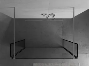 MEXEN/S - Kioto Sprchová zástena WALK-IN voľne stojaca 100 x 30 x 30, čierny vzor, chróm 800-100-030-222-01-70-030