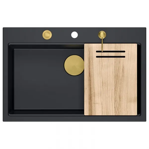 Quadron Quadron - Granitový drez MARC 110 WORKSTATION Black Oceľ HQM7650U7_BS