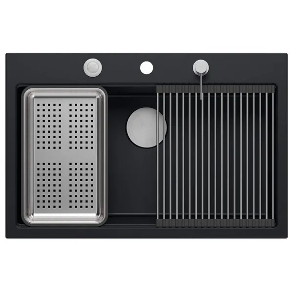 Quadron Quadron - Granitový drez MARC 110 WORKSTATION Black Oceľ HQM7650U7_BS