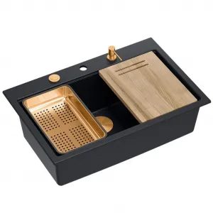 Quadron Quadron - Granitový drez MARC 110 WORKSTATION Black Oceľ HQM7650U7_BS
