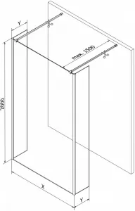 MEXEN/S - Kioto Sprchová zástena WALK-IN voľne stojaca 100 x 30 x 30, transparent, biela 800-100-030-222-20-00-030