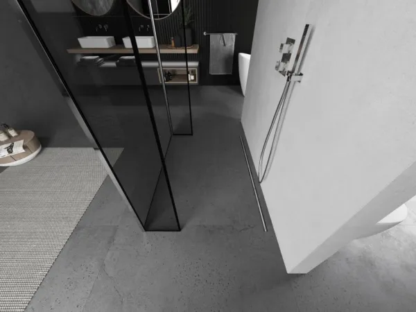 MEXEN/S - Kioto Sprchová zástena WALK-IN voľne stojaca 100 x 30 x 30, čierny vzor, chróm 800-100-030-222-01-70-030