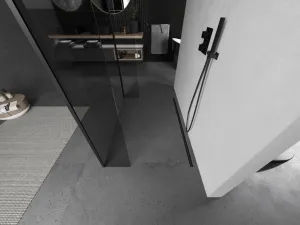MEXEN/S - Kioto Sprchová zástena WALK-IN voľne stojaca 105 x 30 x 30, transparent, čierna 800-105-030-222-70-00-030
