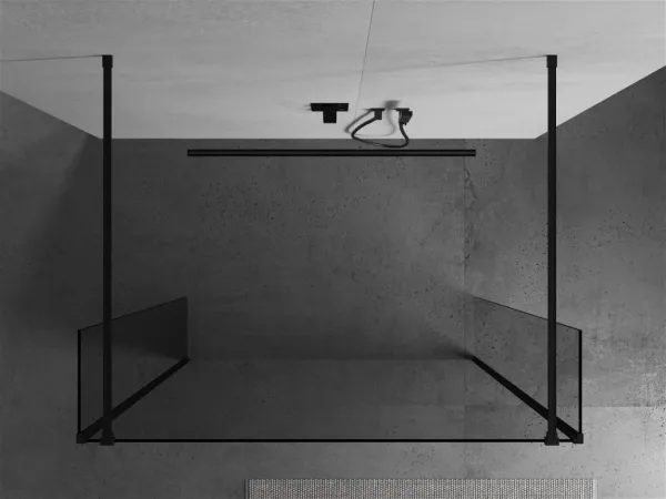 MEXEN/S - Kioto Sprchová zástena WALK-IN voľne stojaca 125 x 30 x 30, transparent, čierna 800-125-030-222-70-00-030
