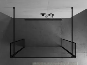 MEXEN/S - Kioto Sprchová zástena WALK-IN voľne stojaca 120 x 30 x 30, čierny vzor, čierna 800-120-030-222-70-70-030