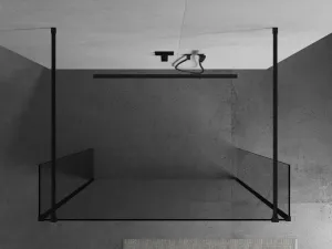 MEXEN/S - Kioto Sprchová zástena WALK-IN voľne stojaca 105 x 30 x 30, transparent, čierna 800-105-030-222-70-00-030