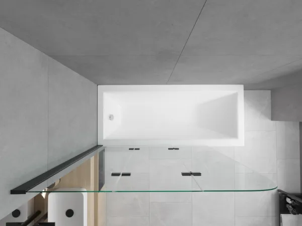 MEXEN/S - Cubik obdĺžniková vaňa 170 x 70 cm s panelom + vaňová zástena 120, transparent, čierna 550317070X9012037000
