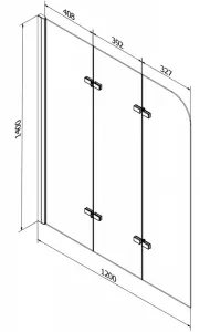 MEXEN/S - Cubik obdĺžniková vaňa 150 x 70 cm s panelom + vaňová zástena 120, transparent, čierna 550315070X9012037000