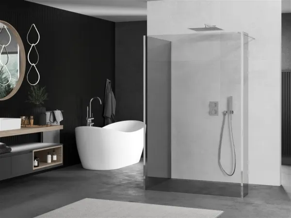 MEXEN/S - Kioto Sprchová zástena WALK-IN 100 x 80 x 40, transparent, chróm 800-100-080-221-01-00-040