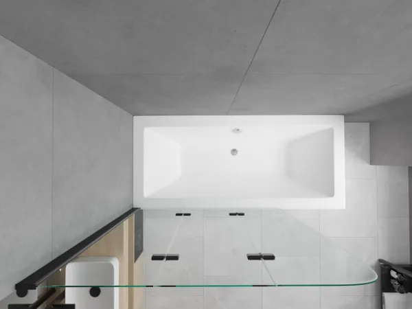 MEXEN/S - Cube obdĺžniková vaňa 170 x 80 cm s panelom + vaňová zástena 120, transparent, čierna 550517080X9012037000