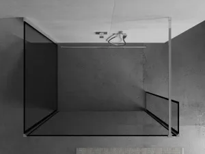 MEXEN/S - Kioto Sprchová zástena WALK-IN 100 x 80 x 30, čierny vzor, chróm 800-100-080-221-01-70-030