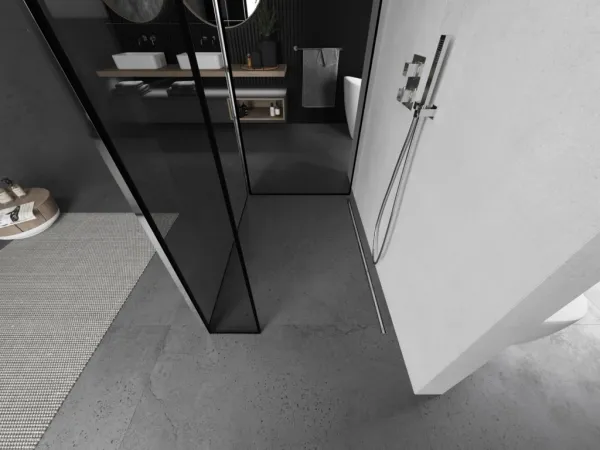 MEXEN/S - Kioto Sprchová zástena WALK-IN 100 x 80 x 30, čierny vzor, chróm 800-100-080-221-01-70-030