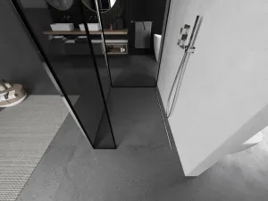 MEXEN/S - Kioto Sprchová zástena WALK-IN 100 x 80 x 30, čierny vzor, chróm 800-100-080-221-01-70-030