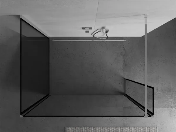 MEXEN/S - Kioto Sprchová zástena WALK-IN 90 x 70 x 30, čierny vzor, chróm 800-090-070-221-01-70-030