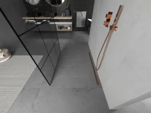 MEXEN/S - KIOTO samostatne stojaca sprchová zástena 100 x 200, transparent/čierna vzor 8 mm, růžové zlato 800-100-002-60-77