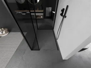 MEXEN/S - Kioto Sprchová zástena WALK-IN 90 x 70 x 40, čierny vzor, čierna 800-090-070-221-70-70-040