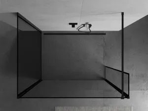 MEXEN/S - Kioto Sprchová zástena WALK-IN 100 x 100 x 30, čierny vzor, čierna 800-100-100-221-70-70-030