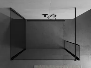 MEXEN/S - Kioto Sprchová zástena WALK-IN 100 x 80 x 30, čierny vzor, čierna 800-100-080-221-70-70-030