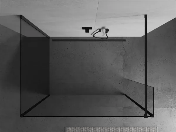 MEXEN/S - Kioto Sprchová zástena WALK-IN 100 x 100 x 30, transparent, čierna 800-100-100-221-70-00-030