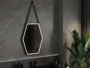 MEXEN - Orlá zrkadlo s osvetlením 60 x 80, LED 6000K, čierny rám 9815-060-080-611-70
