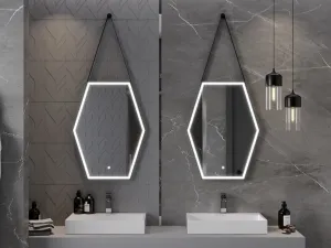 MEXEN - Orlá zrkadlo s osvetlením 60 x 80, LED 6000K, čierny rám 9815-060-080-611-70