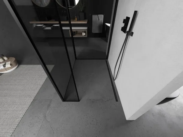 MEXEN/S - Kioto Sprchová zástena WALK-IN 120 x 70 x 40, čierny vzor, čierna 800-120-070-221-70-70-040