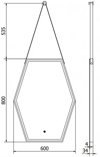 MEXEN - Orlá zrkadlo s osvetlením 60 x 80, LED 6000K, čierny rám 9815-060-080-611-70