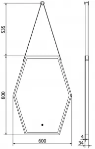 MEXEN - Orlá zrkadlo s osvetlením 60 x 80, LED 6000K, čierny rám 9815-060-080-611-70