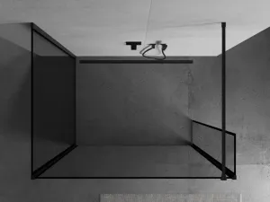 MEXEN/S - Kioto Sprchová zástena WALK-IN 100 x 100 x 40, čierny vzor, čierna 800-100-100-221-70-70-040