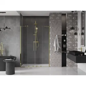 MEXEN/S - Velar Duo posuvné sprchové dvere 150, transparent, złote 871-150-000-02-50