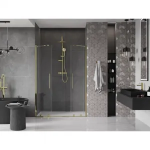 MEXEN/S - Velar Duo posuvné sprchové dvere 160, transparent, złote 871-160-000-02-50