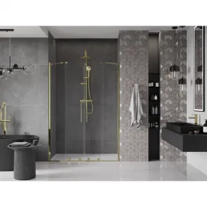MEXEN/S - Velar Duo posuvné sprchové dvere 140, transparent, złote 871-140-000-02-50