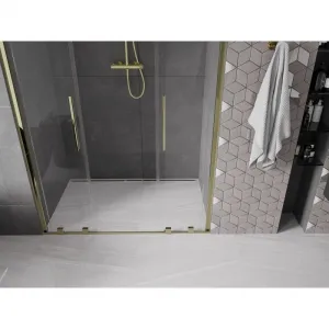 MEXEN/S - Velar Duo posuvné sprchové dvere 140, transparent, złote 871-140-000-02-50