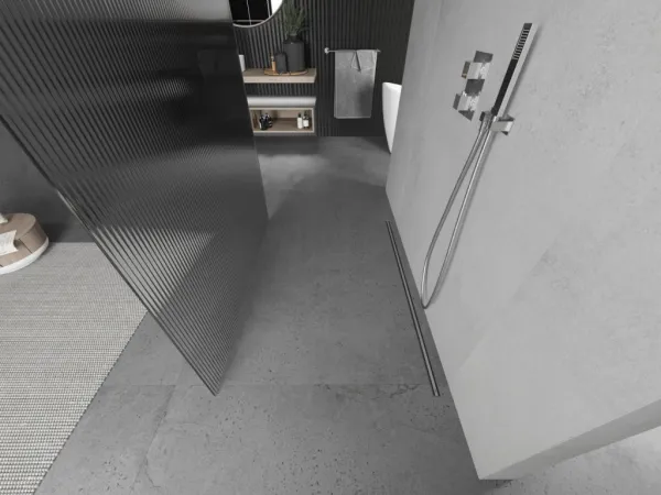 MEXEN/S - Kioto Sprchová zástena WALK-IN voľne stojaca 110 x 200, prúžky 8 mm, chróm 800-110-002-01-09