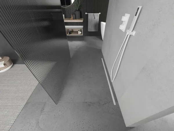 MEXEN/S - Kioto Sprchová zástena WALK-IN voľne stojaca 120 x 200, prúžky 8 mm, biela 800-120-002-20-09