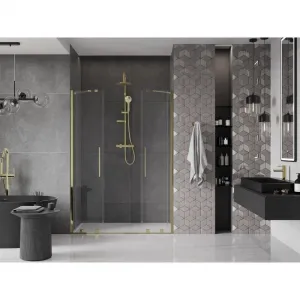 MEXEN/S - Velar Duo posuvné sprchové dvere 150, transparent, złote 871-150-000-02-50