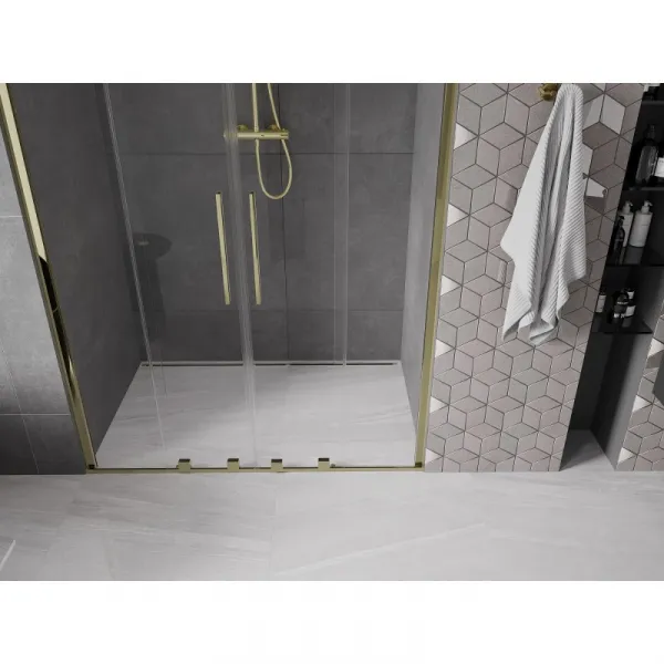MEXEN/S - Velar Duo posuvné sprchové dvere 150, transparent, złote 871-150-000-02-50