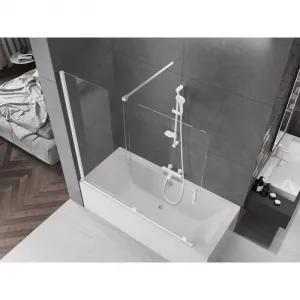 MEXEN/S - Velar Dvojkrídlová posuvná vaňová zástena 160 x 150, transparent, biela 896-160-000-01-20