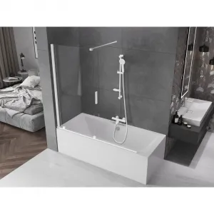 MEXEN/S - Velar Dvojkrídlová posuvná vaňová zástena 160 x 150, transparent, biela 896-160-000-01-20