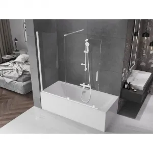 MEXEN/S - Velar Dvojkrídlová posuvná vaňová zástena 160 x 150, transparent, biela 896-160-000-01-20