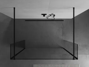 MEXEN/S - Kioto Sprchová zástena WALK-IN voľne stojaca 110 x 30 x 30, transparent, čierna 800-110-030-222-70-00-030