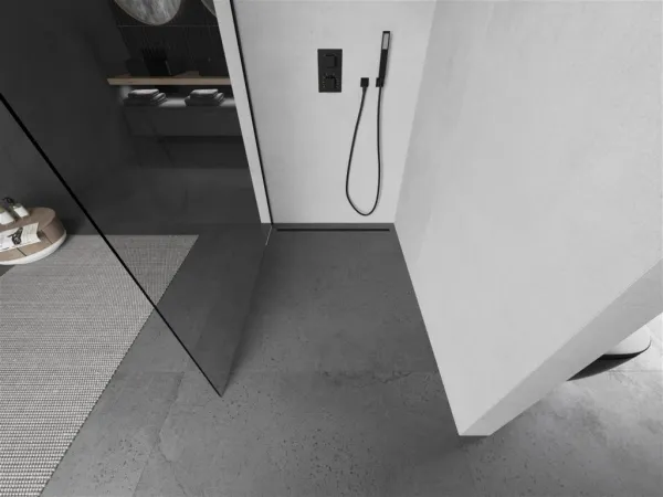 MEXEN/S - Kioto Sprchová zástena WALK-IN 85 x 200, transparent 8 mm, čierna 800-085-101-70-00